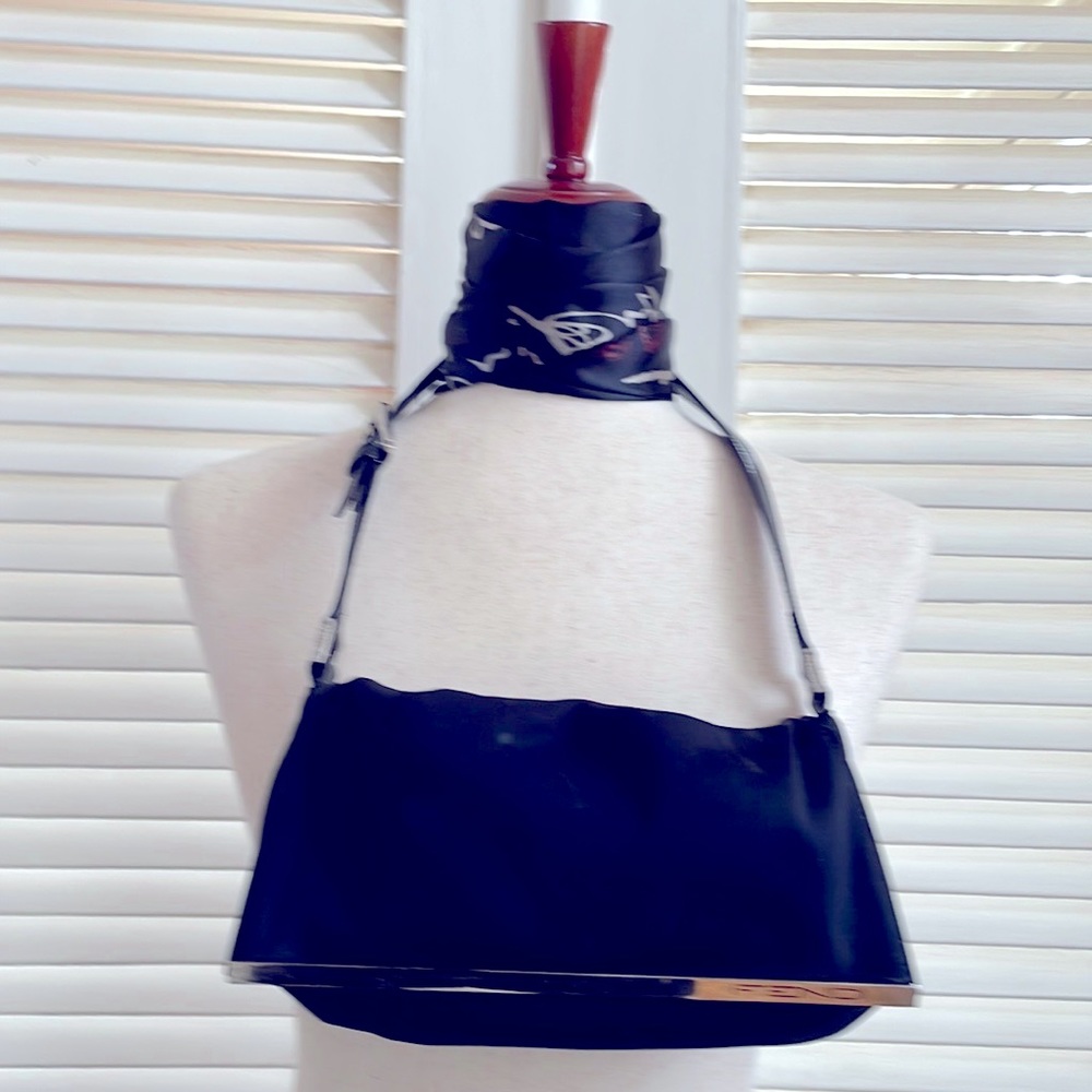 Vintage FENDI- Shoulder Hand Bag Purse Jersey Black